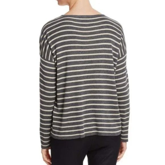 Eileen Fisher Merino and Lyocell Stripe Sweater - Picture 2 of 4